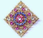 Rhinestone and Filagree Pin